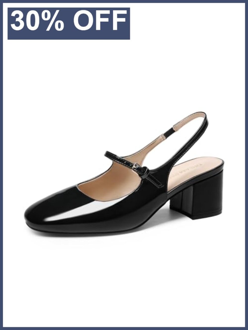 Mary Jane Low Chunky Heels Slingback Closed Square Toe Dress Shoes Work Pumps